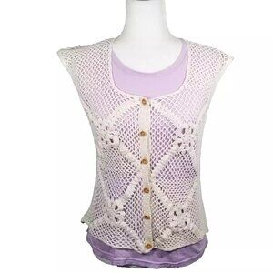 Vintage Women's Sweater Vest Size M Homemade Crochet